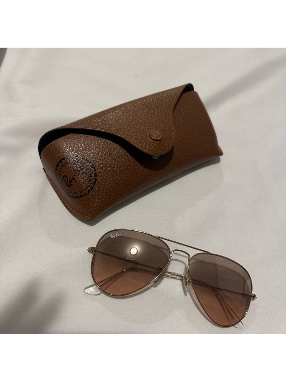 Ray-Ban Gold Frame Sunglasses with Brown Gradient Lenses